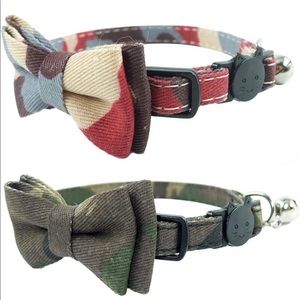 CAT COLLARS 🐱 SET OF 2 CAMO DESIGN CAT COLLARS W/LITTLE REMOVABLE BOW & BELL